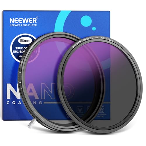 NEEWER HD True Colors 58mm Variable ND Filter ND2-512 (1-9 – Front View