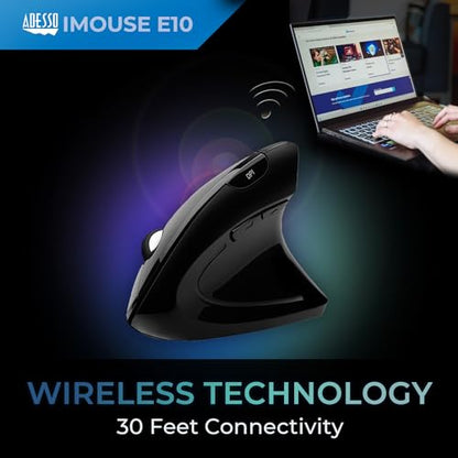 Adesso iMouse E10: Vertical Ergonomic Optical 6-Button 2.4 – Back View