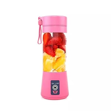 SAMADEX Portable Blender, Personal Mixer Fruit Ice Crushing Rechargeable with USB, Mini Blender for Smoothie, Fruit Juice, Milk Shakes, 13oz, Six 3D Blades for Great Mixing (Pink)