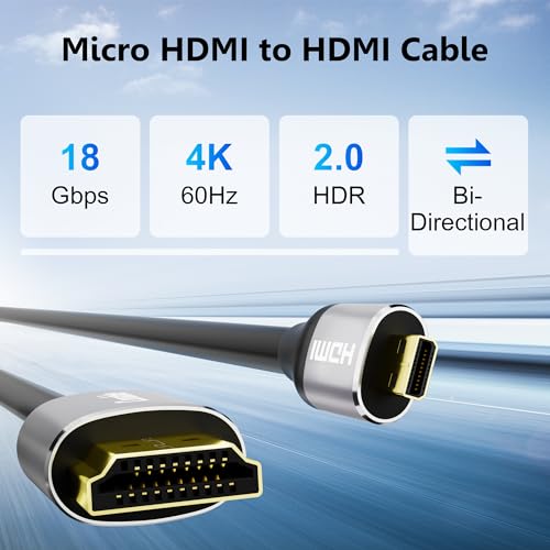 Cable Camera: Micro HDMI to HDMI 20FT High-Speed Cable – Close-up Detail