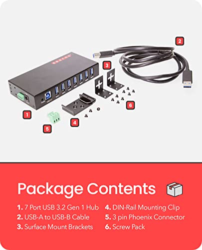 Gearmo 7 Port USB 3.0 Hub: Industrial Grade Rugged Metal – Packaging
