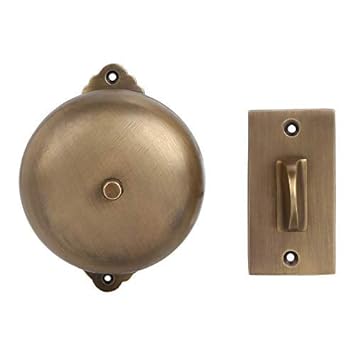 A29 Victorian Wireless Doorbell - Old Fashioned Door Bell with Manual Hand Turn Chime - Vintage Mechanical Ringer with Antique Brass Finish - Traditional Front Door Alarm, Antique Home Accessories