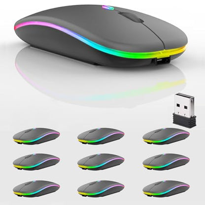 Mouse Dual: 10 Pack Wireless Bluetooth Mouse LED Dual Mode – Front View