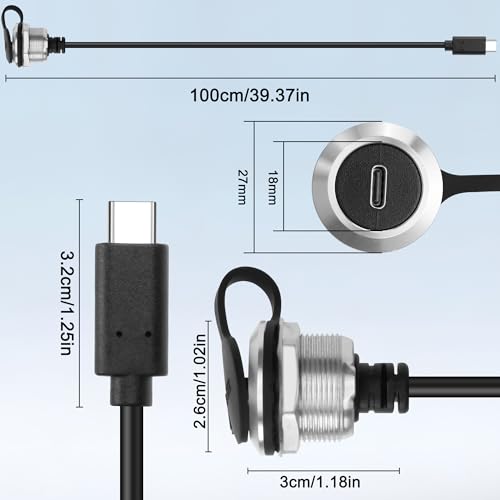 XMSJSIY Panel: XMSJSIY USB C 3.0 Panel Mount Extension – Side View