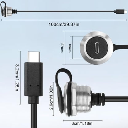 XMSJSIY Panel: XMSJSIY USB C 3.0 Panel Mount Extension – Side View