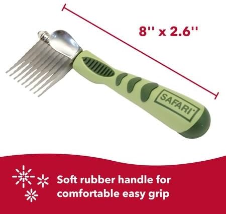 Pet Safari Dog De-Matting Comb - Dematting Tool for Dogs - Comb & Brush for Dogs with Medium to Long Hair - Metal Comb for Dogs Keeps Coats Smooth & Soft - Safari Dog Brush - One Size