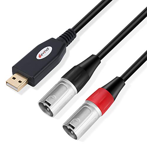 XLR Audio: Devinal USB to Dual XLR Male Output Cord – Front View
