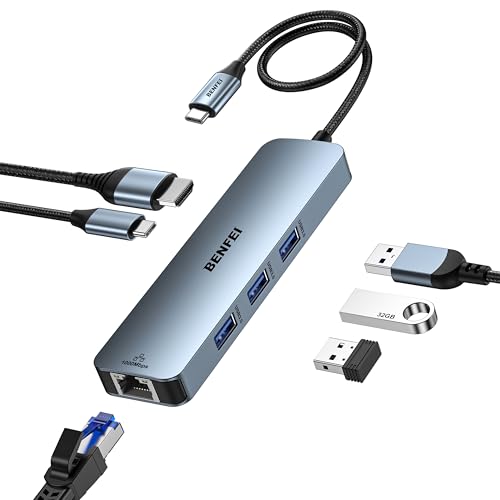 BENFEI USB C Hub 6-in-1: Premium Aluminum Case with HDMI 4K – Front View