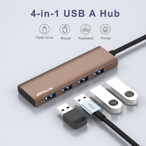 USB Hub: ANYPLUS Ultra-Slim 4-Port USB 3.0 Hub Aluminum – Close-up Detail