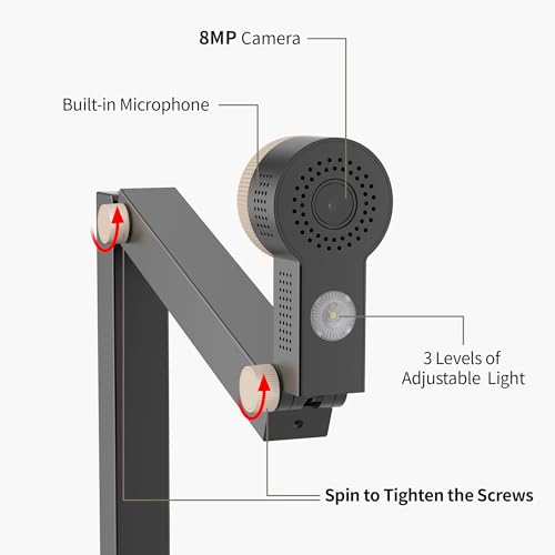 CZUR Fancy Pro: 8MP USB Document Camera with 4K Webcam – Side View