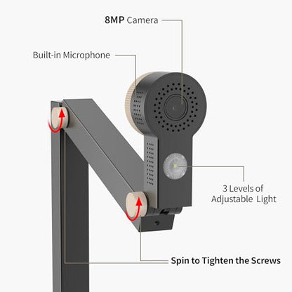 CZUR Fancy Pro: 8MP USB Document Camera with 4K Webcam – Side View