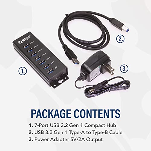 7-Port USB 3.2 Gen 1 Charging and SuperSpeed Mountable Data – Back View