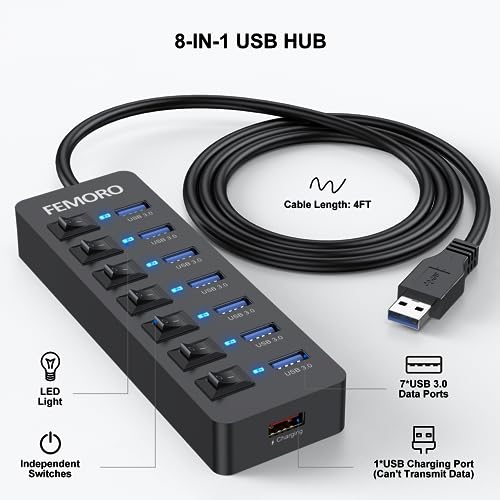 Powered USB Hub 3.0: 7-Port High-Performance Data Transfer – Packaging