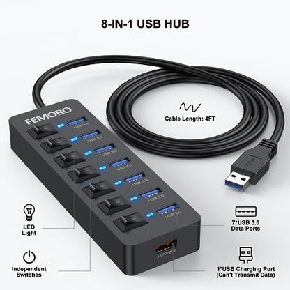 Powered USB Hub 3.0: 7-Port High-Performance Data Transfer – Packaging