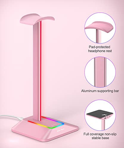 Stand Charging: New Bee RGB Headphone Stand with 1 USB-C – In Use
