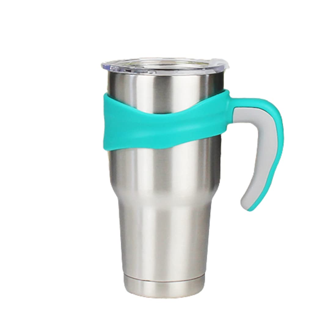 30 oz Tumbler Handle, Anti Slip Travel Mug Grip Cup Holder for Stainless Steel Tumblers, Suitable for Trail, Sic, Yeti, Rtic, Ozark and More 30 Ounce Tumbler Mugs (Turquoise)