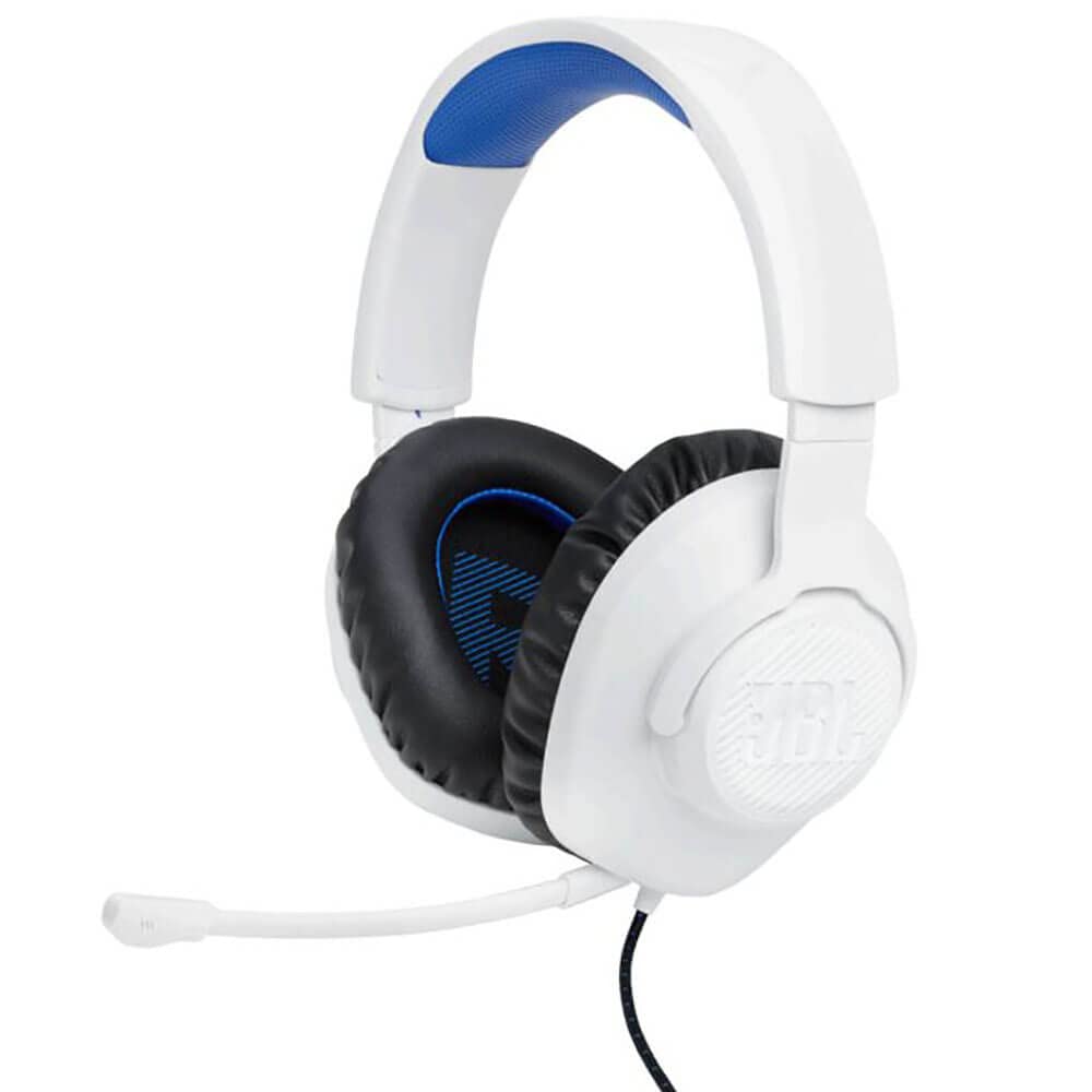 JBL Quantum 100P Console - Gaming Headset for Playstation (White),White/Blue, Medium