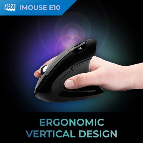 Adesso iMouse E10: Vertical Ergonomic Optical 6-Button 2.4 – Side View