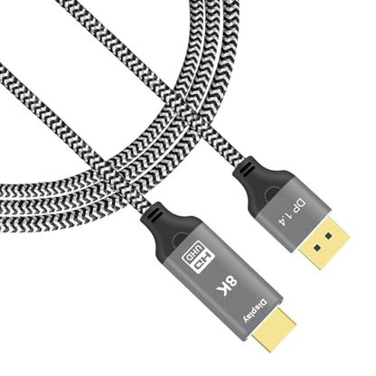 8K DisplayPort to HDMI Cable: Uni-Directional 4K 120Hz 8K – Front View