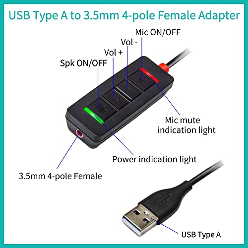 Adapter Headset: 3.5mm to USB Premium Audio Cable – Side View