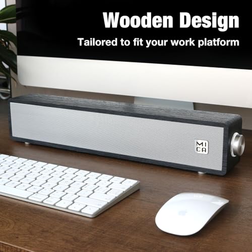 Computer Speakers: MICA Wooden Mini Soundbar – Side View