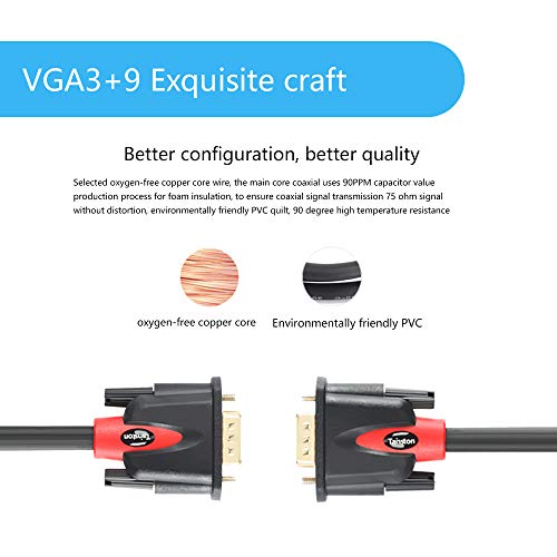 VGA Cable: Tainston HD15 Male to Male 75 Feet – Close-up Detail