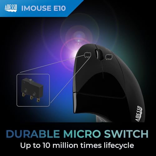 Adesso iMouse E10: Vertical Ergonomic Optical 6-Button 2.4 – In Use