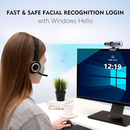 Webcam Camera: TOALLIN 2K QHD Auto-Focus Computer Camera – Side View