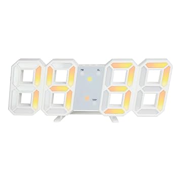 WOORI Color-Switchable 3D RGB LED Digital Clock with Enhanced Features with Enhanced Features: Calendar, Alarm, Temperature Display, Adjustable Brightness, and Automatic Semi-Bright Nightlight