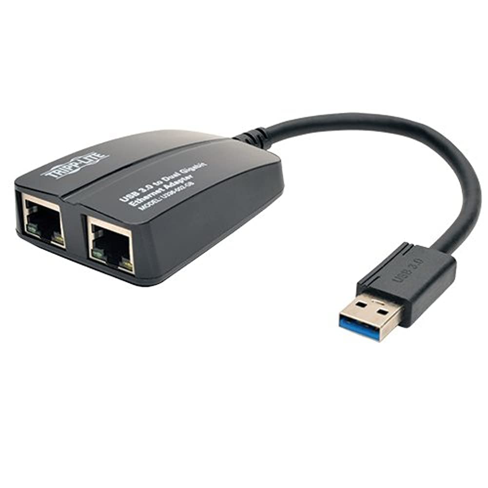 TRIPP LITE USB 3.0 to Dual Port Gigabit Ethernet Adapter 10/100/1000 Mbps (U336-002-GB)