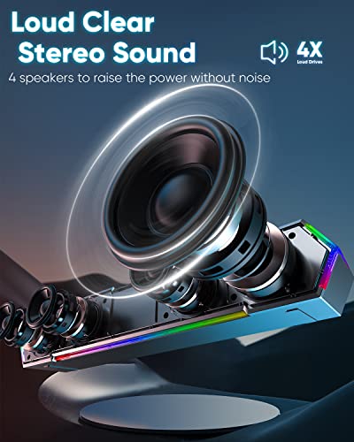 Computer Speakers: LENRUE G11 Desktop Touch Lights PC – Side View