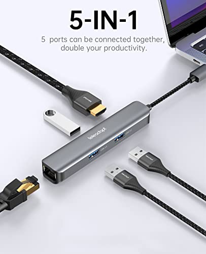 Teleadapt Hub: Teleadapt USB Type-C 5-in-1 Hub Adapter 4K – Side View