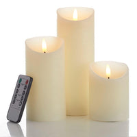glowiu Flameless Candles with Remote LED Candles Set of 3, Battery Operated Candles for Party Home Wedding Holiday Birthday Decor (H 4" 6" 8" x D3)(Ivory)