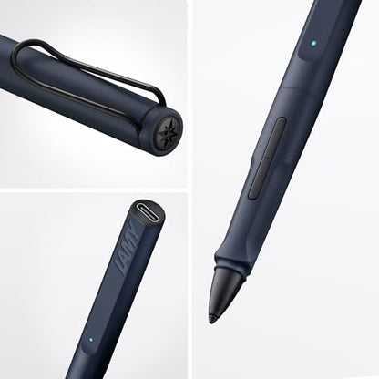 iPad Pen: LAMY Safari Note+ Steel Black Premium Stylus – Side View