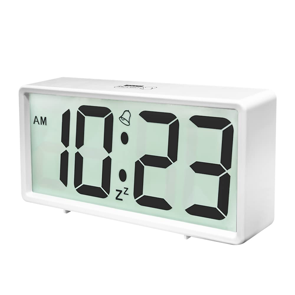 everwood Battery Operated LCD Digital Alarm Clock with Night Light