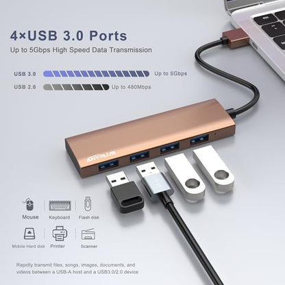 USB Hub: ANYPLUS Ultra-Slim 4-Port USB 3.0 Hub Aluminum – Side View