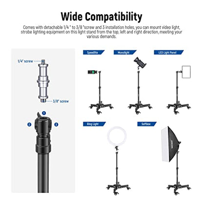 NEEWER Heavy Duty Light Stand with Casters – Side View