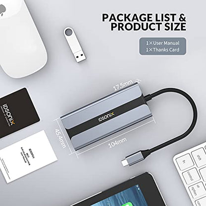 USB C Hub 9 in 1 Multiport Adapter w/Gigabit Ethernet – Back View