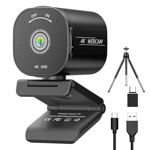 Holyask 4K Webcam: Ultra 4K HD Autofocus Dual – Front View