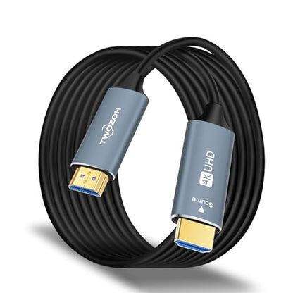 Fiber Cable: Twozoh 4K Fiber Optic HDMI Cable 50FT – Front View