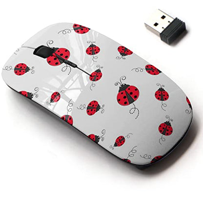 Wireless Mouse: CJCBROES 2.4G Ladybug Pattern Design – Front View
