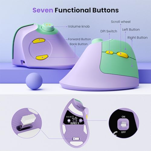 Seenda Ergonomic Mouse: Rechargeable USB Dual Bluetooth – Back View