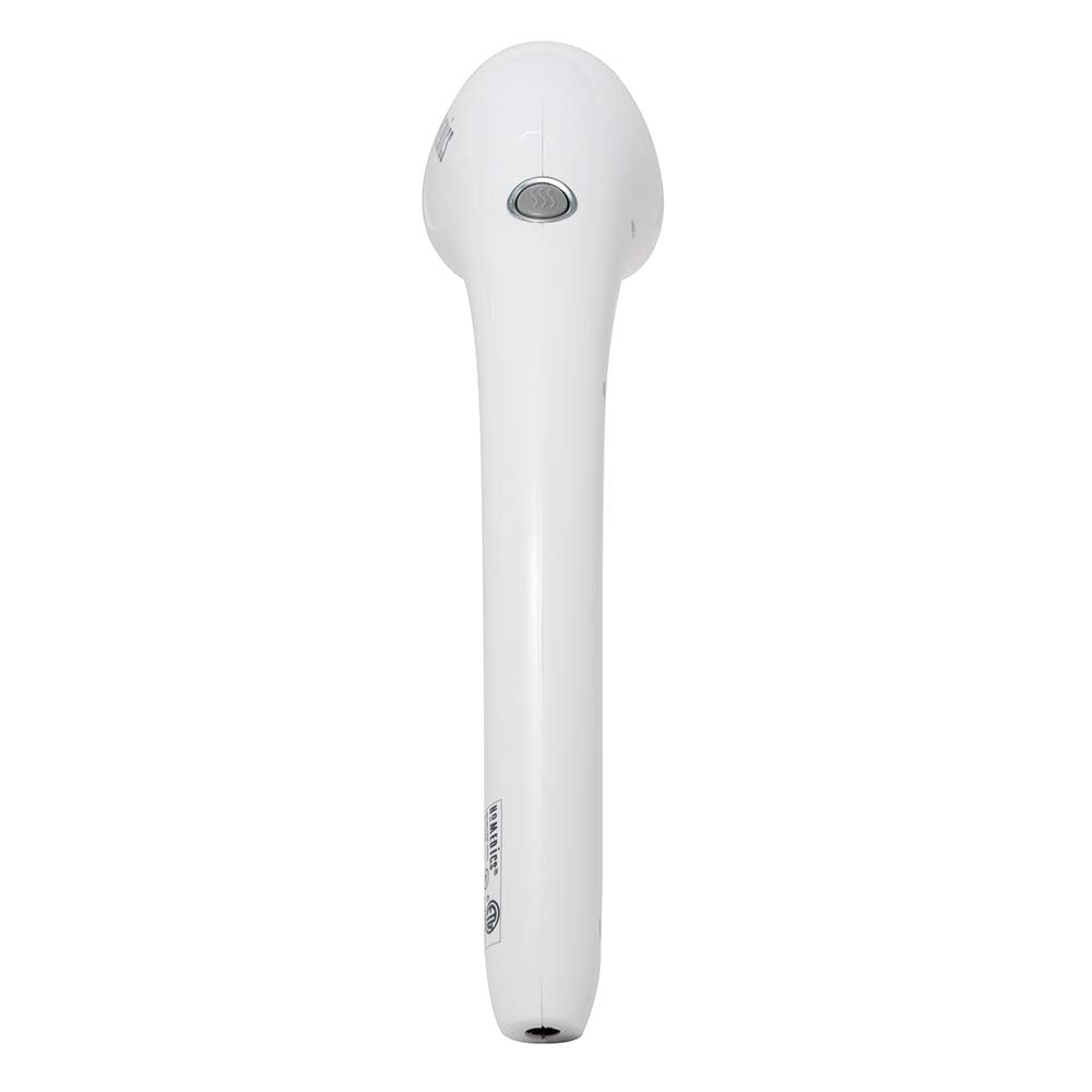 Homedics, Cordless Percussion Body Massager with Soothing Heat Lightweight, Handheld, Ergonomic with 2 Intensity Settings and Rechargeable Battery (White)