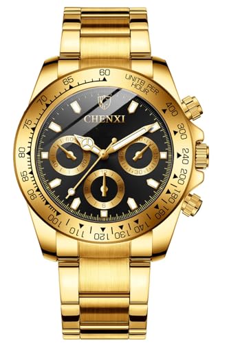 Gold Mastop Watch: MASTOP Men Rotatable Bezel Gold Dial – Front View