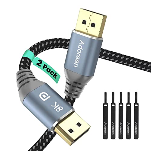 DisplayPort Cable: Adoreen 8K 1.4 10ft 2-Pack – Front View