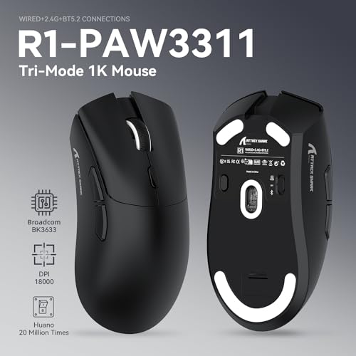 Mouse Gaming: R1 Wireless Gaming Mouse 59g Lightweight – Side View