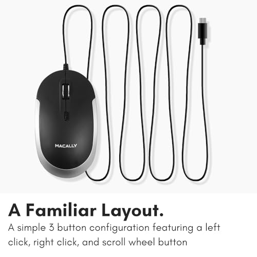 Mouse Macally: Macally USB Type C Mouse Slim Compact Design – Size Reference