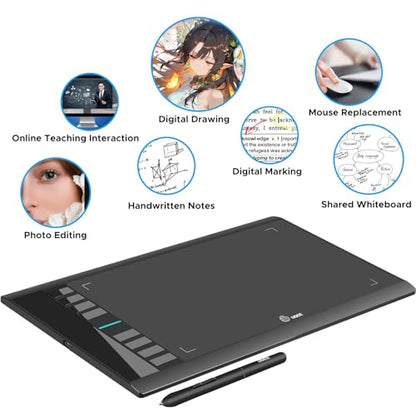 Drawing Graphic: UGEE M708 10x6 Inch Large Digital Drawing – Back View