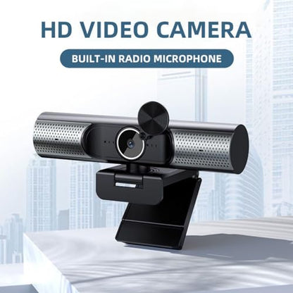 Webcam 30fps: USB 2K Auto-Focusing Webcam with HiFi Speaker – Side View