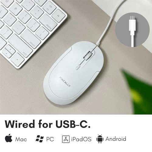Macally Wired USB C Mouse: Macally UCDYNAMOUSE Type C – Side View